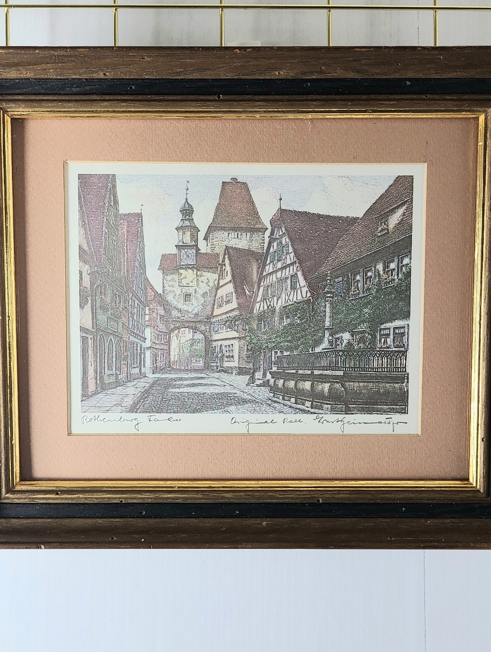 Ernst Geissendorfer "Rothenburg Tauter Etching Signed Original Vintage Art Print